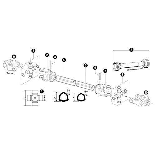 14006127 Driveline PTO Shaft Assembly Fits Edcor, Land Pride, John Deere