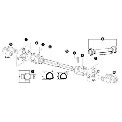 14006127 Driveline PTO Shaft Assembly Fits Edcor, Land Pride, John Deere
