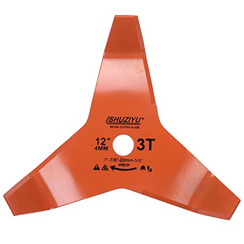 12", Thickness 4MM-3T Bend, Arbor 1" with 7/8"-20-5/8" Washer, Weed Eater Blade, Heavy Duty Brush Cutter Blade, Steel Blade. Suitable for All Brand of Brush Cutter - size: 12" 3T