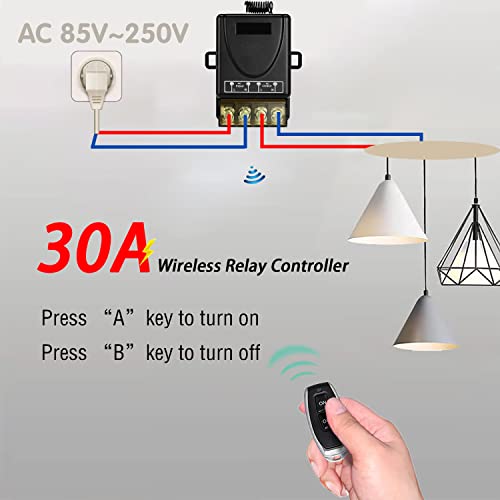 DieseRC 433Mhz Wireless Remote Control Radio Control Switch AC 110V 220V 240V 30A Relay Receiver with 3 Transmitters for Light Water Pump Household Appliances Farm Irrigation and Electrical Equipment - color: with 3 Transmitters