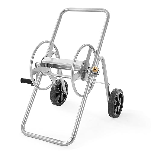 VEVOR Hose Reel Cart, Hold Up to 175 ft of 5/8’’ Hose (Hose Not Included), Garden Water Hose Carts Mobile Tools with Wheels, Heavy Duty Powder-Coated Steel Outdoor Planting for Garden, Yard, Lawn - size: 175 ft
