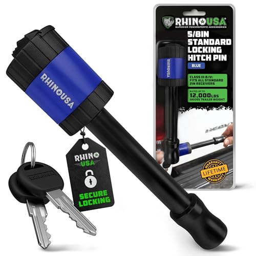 Rhino USA 2in Trailer Hitch Pin - Patented Locking Receiver Pin - color: Blue, size: 2 IN - 1 Pack