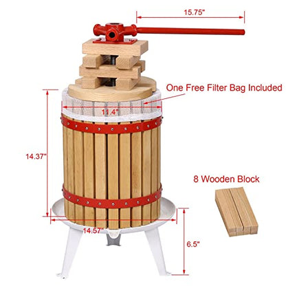 Fruit Wine Press, Manual Cider Apple Grape Berries Crusher Juice Maker with Solid Wood Basket - size: 4.8 Gallon