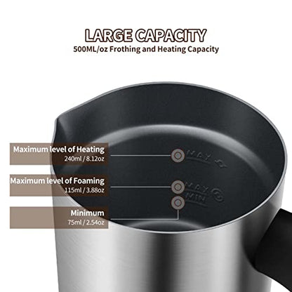 CIRAGO Milk Frother 4 in 1 Electric Milk Steamer Hot & Cold Foam Maker