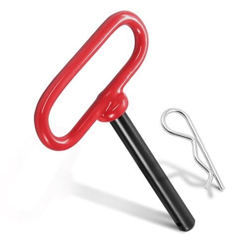 1pcs Trailer Hitch Pin 1/2 x 3-5/8 Inch, Tractor Hitch Pin with R-Clip Pin for Lawn Mower, Tractor, Trailer - Red Handle - size: 1/2 x 3-5/8 Inch