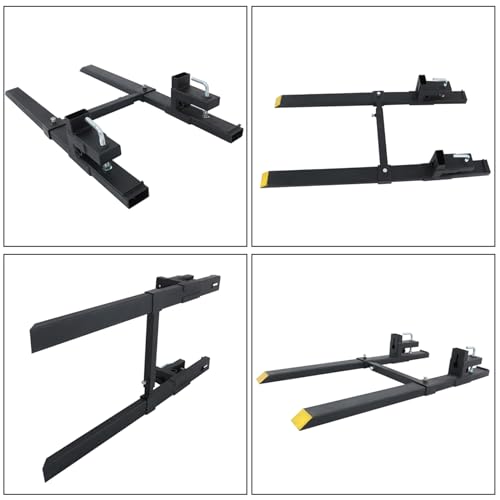 60 4000lbs Clamp on Pallet Forks Quick Attach Bucket Fork with Adjustable Stabilizer Bar Replacement for Tractor Attachments Skid Steer Loader Bucket