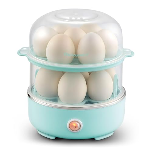 Elite Gourmet EGC1215M Easy Egg Cooker, Two-Tiered, 14-Egg, Mint - color: Mint, size: 14-Egg