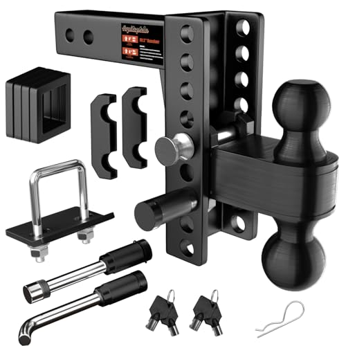 2" Adjustable Trailer Hitch with 2 Lock Pins, 6-Inch Rise/Drop - size: 6.0"