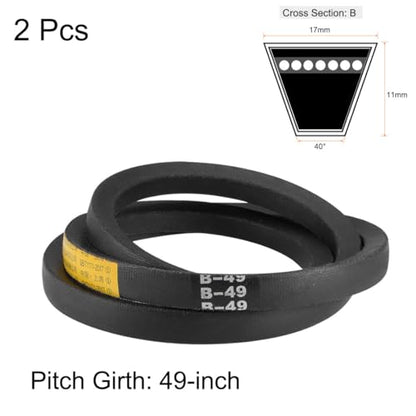 uxcell B49 V-Belts 49" Pitch Length, B-Section Rubber Drive Belt 2pcs - size: 49"