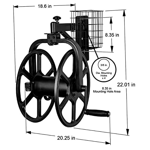 Liberty Garden 712-B Single Arm Navigator Multi-Directional Garden Hose Reel, Holds 125-Feet of, 5/8-Inch, Black - style: Single Arm, Black
