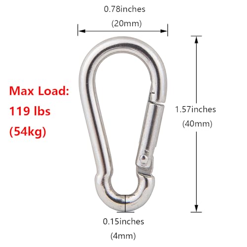 2X 304 Stainless Steel M15 Single Swivel Rope Pulley Blocks with Snap Hooks - size: M15-2pcs