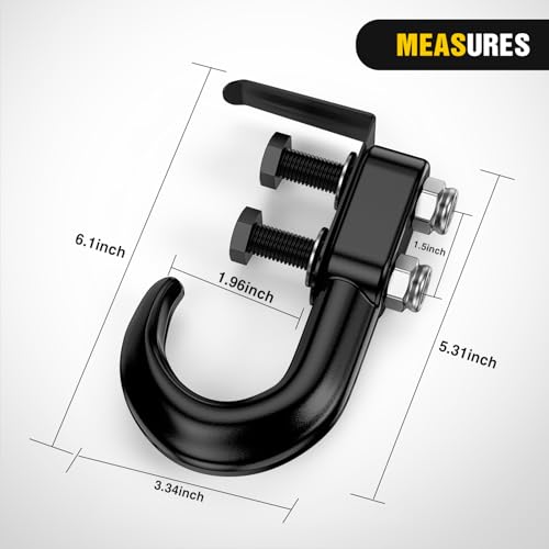 Nilight 2Pcs Bolt-On Tow Hooks with Spring Clip 10,000LBS 2Pcs Black Forged Recovery Tow Hooks Compatible with Jeep Ford Dodge Chevy GMC Toyota Pickup Truck - color: Bolt-On Tow Hooks
