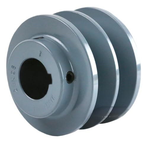 2BK28-1 Cast Iron 3" Single Dual Groove Pulley V Style Belt B Section 5L fits 1" Shaft - for Masterdrive Mechanical Power Transmission Replacement- Heavy Duty Industrial Pulley/V Style Belt- 2.95"