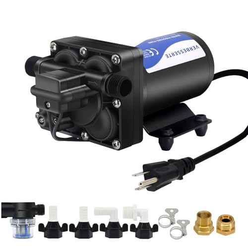 RV Fresh Water Pump 110V Water High Pressure Increase Booster Pump for Home Irrigation 5.5GPM 75PSI Marine Boat Washdown Pump Diaphragm on Demand Water Pump for Yard Garden Camp Yacht - style: 110V 5.5GPM 75PSI
