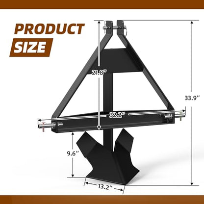 3 Point Quick Hitch Adapter,Dedicated Trenching Blade, Dual Plow Blades, Farm Equipment Towing Ball Hook,Durable Steel Subsoiler, Ideal for Farmland, Orchard, Greenhouse, and Potato Harvesting