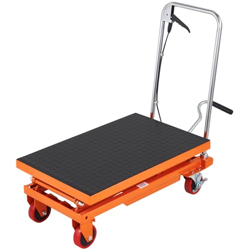 VEVOR Hydraulic Lift Table Cart, Orange, 50-Inch