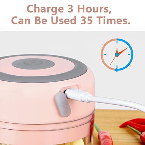 Electric Mini Garlic Mincer, 100ML USB Vegetable Onion Chopper - color: 100ML Pink