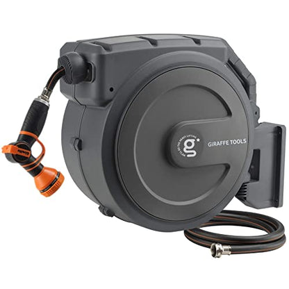 Giraffe Tools Retractable Garden Hose Reel 1/2"130FT Wall Mount Auto Rewind - size: 1/ 2"130 ft