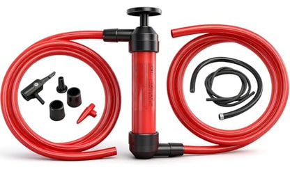 HORUSDY Multi-Use Siphon Fuel Transfer Pump Kit for Gas Oil and Liquids - style: Red