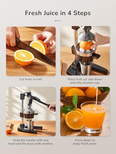 QCen Manual Citrus Juicer Cast Iron Heavy Duty Orange Press - color: Black
