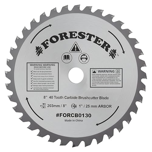 FORESTER Carbide Tip Brush Cutter Blade - 8in x 40 Teeth | Fits Most Straight Shaft Trimmers | Conversion Kit Sold Separately - size: 8" (40 Tooth)