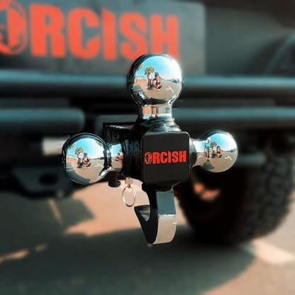 ORCISH 360° Swivel Tri-Ball Trailer Hitch Mount Hook & Lock for 2" Receiver - color: 2"-Rotatable-Chrome