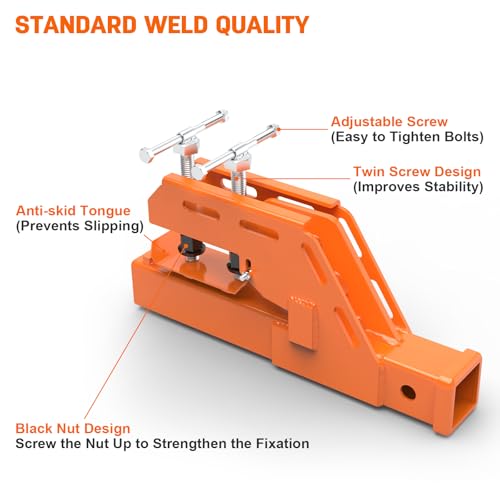 Tractor Clamp on Trailer Hitch, Tractor Bucket Hitch 2" Receiver Adapter - color: Orange