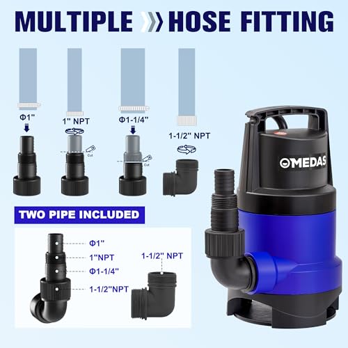 MEDAS 1HP 3434GPH Submersible Sump Pump Utility Pump,16.4ft Cord