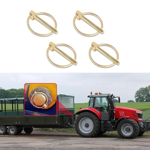 4PCS Heavy Duty Lynch Pin Assortment Kit, 3 Point Hitch Pins, 1/4 Inch Round Pin Locks Trailer Gate Pin Trailer Coupler Pin Carbon Steel Linch Pins Lock Pin Clips for Trailers Trucks (6*45) - size: 6*45
