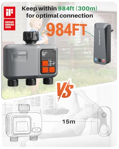 WiFi Sprinkler Timer 3 Zone, 984ft Range Smart Water Timer for Garden Hose - style: 3 Zone