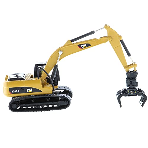 1:87 Caterpillar 320D L Hydraulic Excavator with Multiple Work Tools (Clean Up Bucket, Grapple, Hammer, and Multi Processor) - 85652 - High Line Series by Diecast Masters
