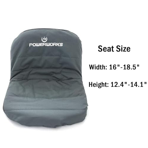 POWERWORKS Weatherproof Deluxe Riding Lawn Mower Seat Cover, Medium, Black