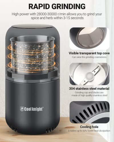 COOL KNIGHT Electric Herb Grinder, Fast Grinding, 120g Large Capacity - color: Grey 2