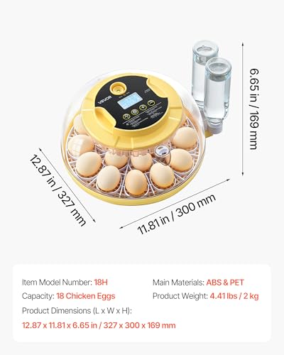VEVOR Egg Incubator for 18 Chicken Eggs Automatic Poultry Eggs Turning - size: 18 Eggs