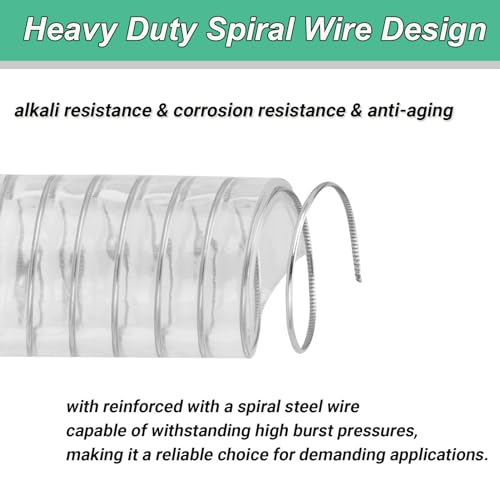 1"id-10ft PVC Reinforced Tubing Steel Wire Suction Flexible Hose Vinyl Tubing Heavy Duty PVC Vacuum Hose Drain Fuel Oil Gas Water for Marine Bilge Pump Pond Spa - size: 1"ID, style: 10 feet