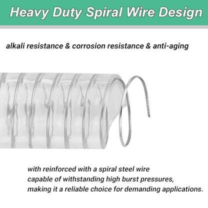 1"id-10ft PVC Reinforced Tubing Steel Wire Suction Flexible Hose Vinyl Tubing Heavy Duty PVC Vacuum Hose Drain Fuel Oil Gas Water for Marine Bilge Pump Pond Spa - size: 1"ID, style: 10 feet
