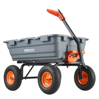 VEVOR Heavy Duty 1200lbs 7 Cu.Ft Wheelbarrow Garden Dump Cart Wagon - color: Gray