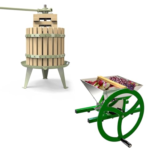Fruit Wine Press and Crusher,100% Nature Apple&Grape&Berries Crusher Manual Juice Maker for Kitchen