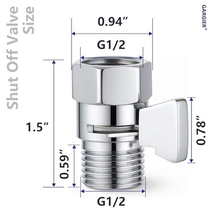 Shower Shut Off Valve Chrome Flow Restrictor G1/2 IPS
