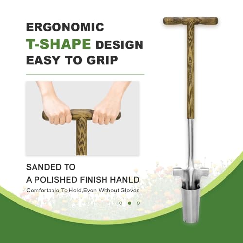 Haliaeetus Long Handle Bulb Planter Tool, 37'' Stainless Steel Bulb Planter - size: 37'' Long Handled Bulb Planter Tool