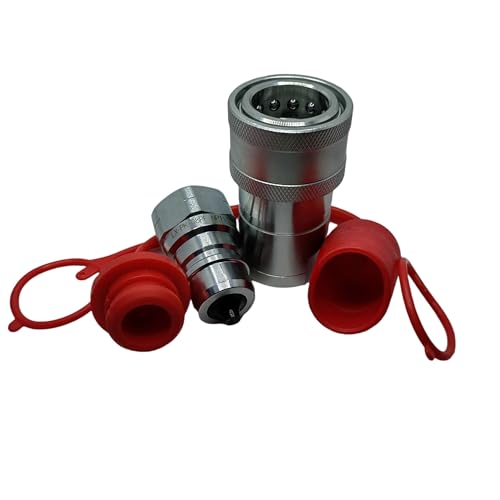1-Set 1" Ag ISO5675 Carbon Steel Hydraulic Quick Disconnect Coupling/Coupler Poppet Valve，Pioneer Type, Set w/Dust Cap - size: 1Set-1"NPT(Poppet)