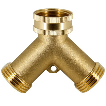 Lifynste 2 Way Brass Hose Splitter, 3/4" Brass Garden Hose Connectors Adapter, 1 Pack - color: Brass