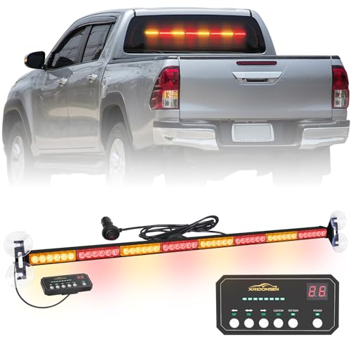 XRIDONSEN 35 inch Amber Red Traffic Advisor Light Bar 48 LED Strobe Lights - color: Amber/Red