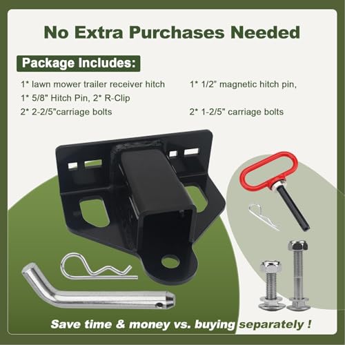Zero Turn Mower Hitch Kit 2" Receiver with Magnetic Pins - color: 2" Zero Turn Lawn Mower Hitch