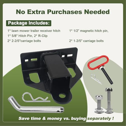Zero Turn Mower Hitch Kit 2" Receiver with Magnetic Pins - color: 2" Zero Turn Lawn Mower Hitch