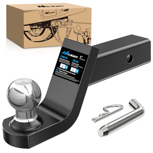 Nilight 4" Drop Weled Hitch Ball Mount, 2 Inch Chrome Ball Fits 2" Trailer Receiver 7,500 lbs Tow Hitch with Pin - size: 2" Ball Fusion & 4" Drop