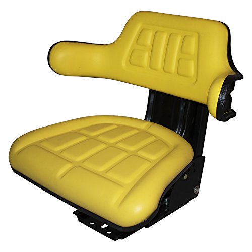 TRAC SEATS YELLOW WAFFLE STYLE UNIVERSAL TRACTOR SUSPENSION SEAT WITH TILT FITS JOHN DEERE 5200 5210 5300 5310