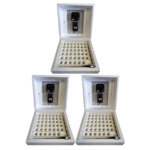 Farm Innovators 2450 Heated Digital Circulated Air Incubator with Automatic Egg Turner for Improved Egg Hatching of Up To 41 Eggs, White (3 Pack)