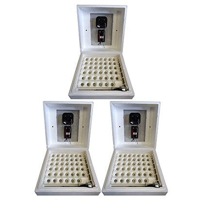 Farm Innovators 2450 Heated Digital Circulated Air Incubator with Automatic Egg Turner for Improved Egg Hatching of Up To 41 Eggs, White (3 Pack)