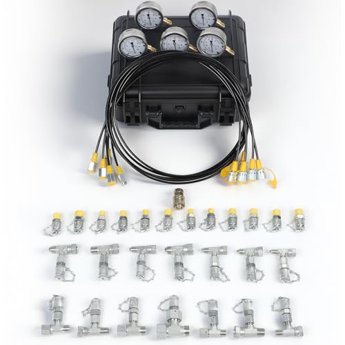 Hydraulic Pressure Test Kit 5 Gauges 10000 PSI 13 Couplings 5 Hose